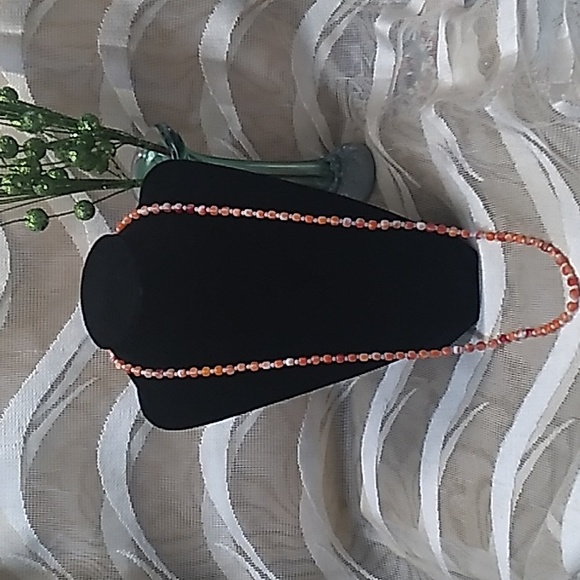 AMAZING 30 Inch Orange Agate Beaded Necklace - Picture 4 of 9